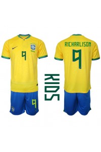 Brasil Richarlison #9 Babyklær Hjemme Fotballdrakt til barn VM 2022 Korte ermer (+ Korte bukser)